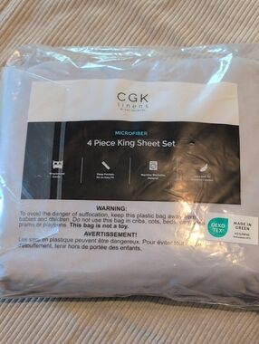 GK Microfiber 4-Piece King Sheet Set in Light Gray